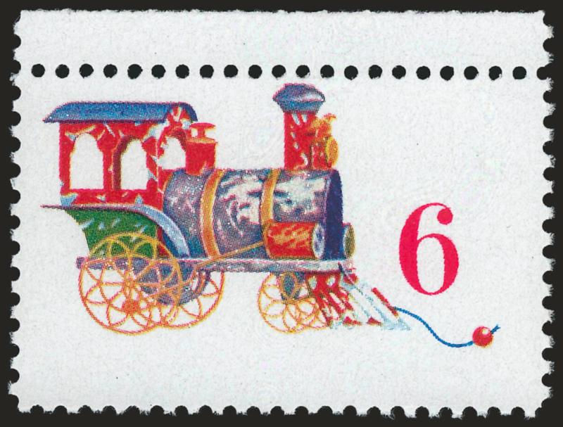 6c Christmas, Black Omitted (1415b).> Mint N.H., with top selvage, Very Fine, Datz reports only 5-6 examples recorded