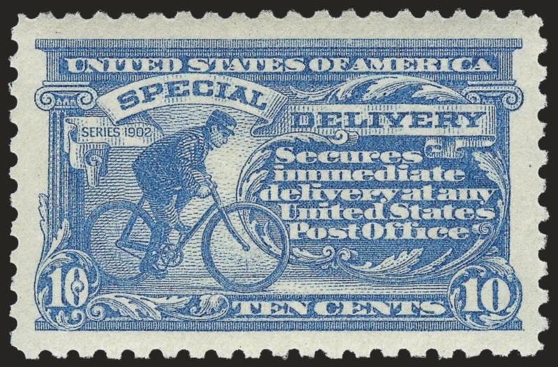 10c Pale Ultramarine, Special Delivery (E10).> Mint N.H., pretty pastel color, exceptional centering with Jumbo margins, Extremely Fine Gem, a superb stamp, with 1998 P.F. certificate