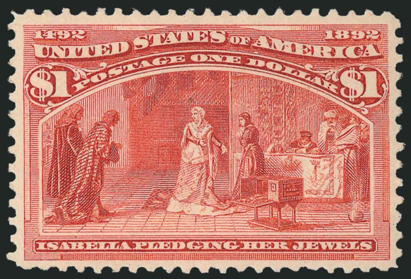 $1.00 Columbian (241).> Original gum, nicely centered, bright color, tiny natural inclusion, Very Fine and choice
